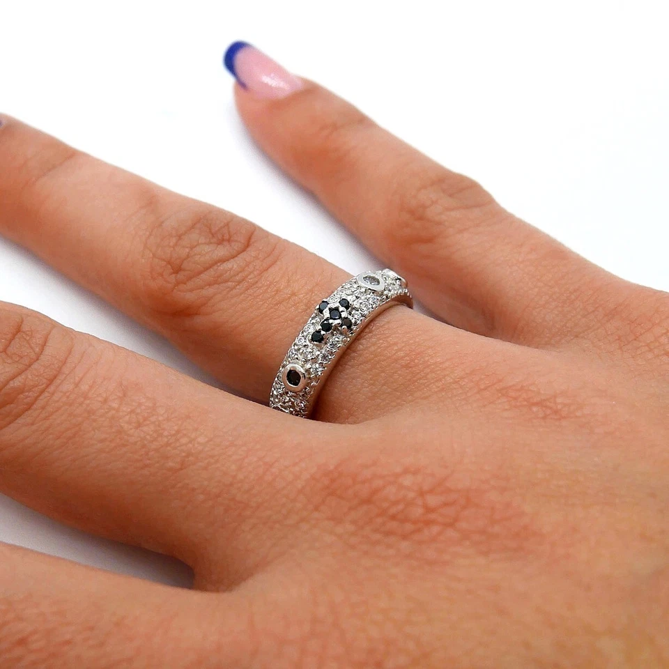 ANELLO ROSARIO CON ZIRCONI MULTICOLOR IN ARGENTO 925 RODIATO IN ORO BIANCO 18KT - Immagine 2 di 2