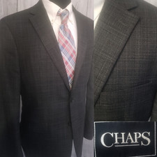 Ralph Lauren Chaps Mens Blazer 42r Gray Plaid Sport Coat SingleVent 2 Btn Jacket