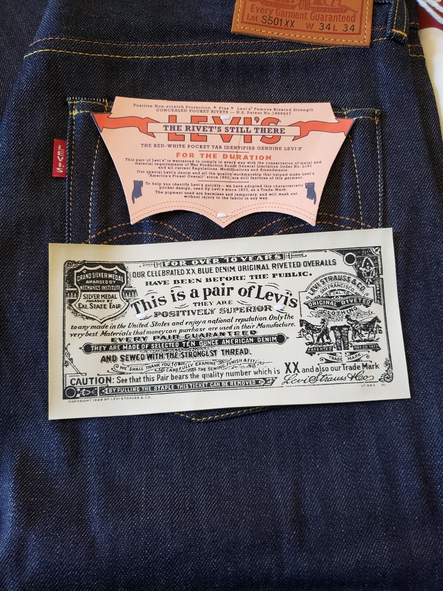 LVC LEVI'S 1944 501 xx Raw Selvedge Vintage Clothing 1955 LVC LEVI'S 1944 501 xx Raw Selvedge Vintage Clothing 1955