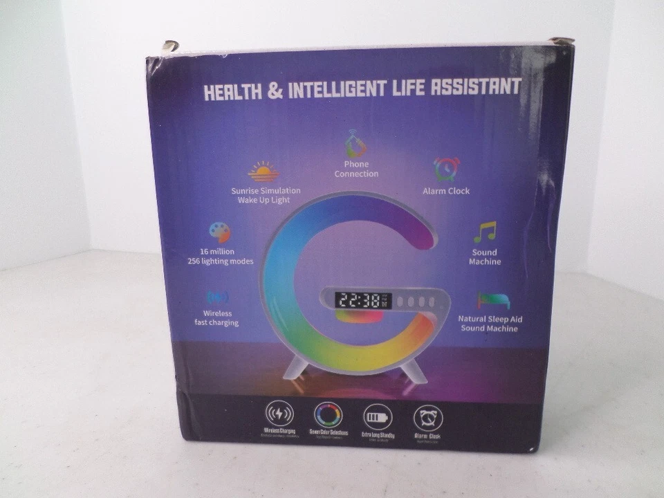 G63 Smart Light Sound Machine Alarm Clock Wireless Charging 3W RGB NEW IN BOX - Image 2 of 4