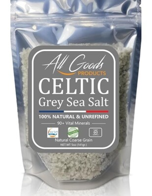 All Goods 5 Oz Coarse, Hand Harvested Celtic Grey Sea Salt Organic 82 Minerals