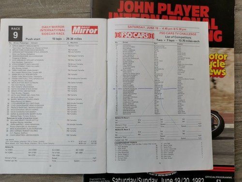 1982 DONINGTON PROGRAMME & RACECARD 20/6/82 - JOHN PLAYER INTERNATIONAL TROPHY - Picture 7 of 9