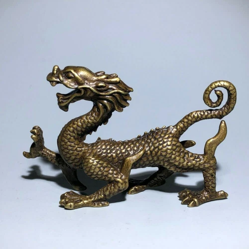 Chinese Old Vintage Solid Brass Handwork Collectible Dragon Ornament Statue NEW - Picture 14 of 16