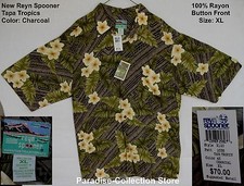 NEW REYN SPOONER VERY BEAUTIFUL HAWAIIAN TAPA TROPICS 100 RAYON RARE XL