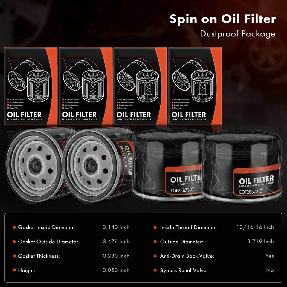 4x Filtro de aceite de motor para Chevy Silverado 2500 HD Express 3500 GMC Sierra 3500 Foto 2 de 4