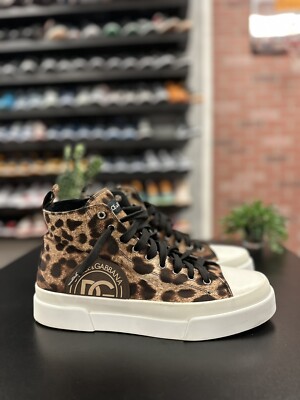Dolce Gabbana Leopard Print Portofino Leo Mid-Top Sneakers Men’s EU 43/US  10
