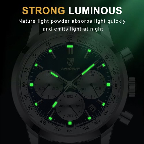 Luxury Mens Watch Fashion Luminous Date Chronograph Quartz Wristwatch - Picture 7 of 18