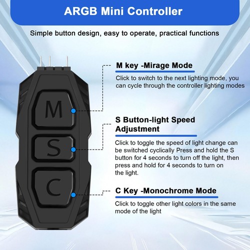 ARGB Controller Remote für ARGB SplitterSATA Power RGB Fans ControllerR-GB-Lü... - Afbeelding 4 van 9