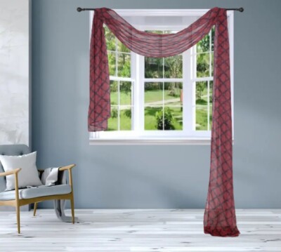 1PC INDOOR/OUTDOOR VERSATIL SCARF VALANCE CURTAIN TOPPER SOLID SHEER 37'' X 216''