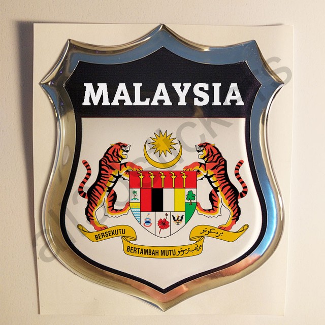 Sticker Malaysia Emblem Coat of Arms Shield 3D Resin Domed Gel Vinyl