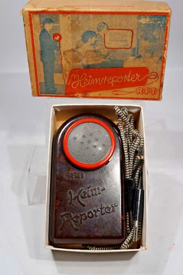 VEB Fernmeldetechnik Nordhausen Bakelit Mikrofon RFT Heim Reporter in Box - Bild 1 von 4