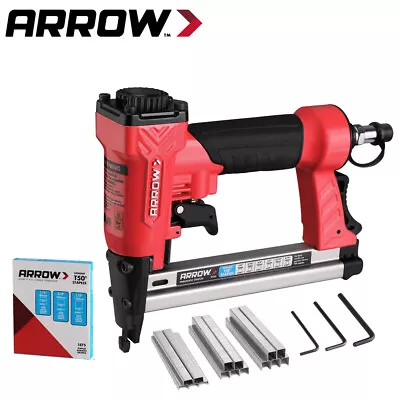 Arrow Pneumatic Staple Gun Oil-Free Upholstery Stapler T50 1/4" 3/8 1/2" Staples