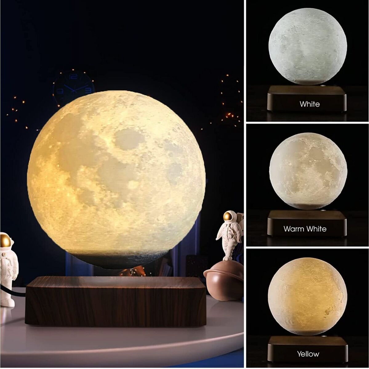 Tap forgænger Bevidstløs Levitating Moon Lamp, Magnetic Floating Moon Lamp Spinning Luna Night Light  with | eBay