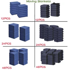 Moving Blankets 80"x72" Protective Shipping Packing Furniture Pads Blue 12/24/48