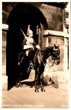 Horse Guard at Whitehall Royal Palace London England 1950s RPPC Postcard UK