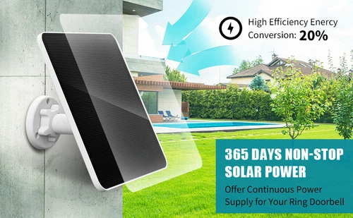 10ft cable-7W-5V Solar Panel Charger for Ring Camera Spotlight & Stick Up Cam - Picture 3 of 41