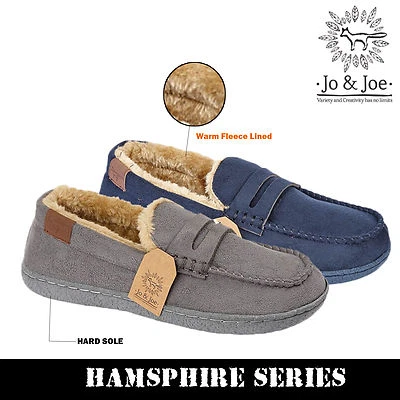 JO & JOE Jungen Kinder Kleinkinder Junior Vlies gefütterter Mokassin warm Winter Slipper Hausschuhe Schuh