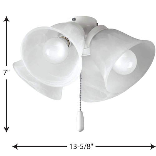 Progress Lighting Ceiling Fan Light Kit 8"x13.75" 4-Light White Integrated LED - Picture 2 of 5