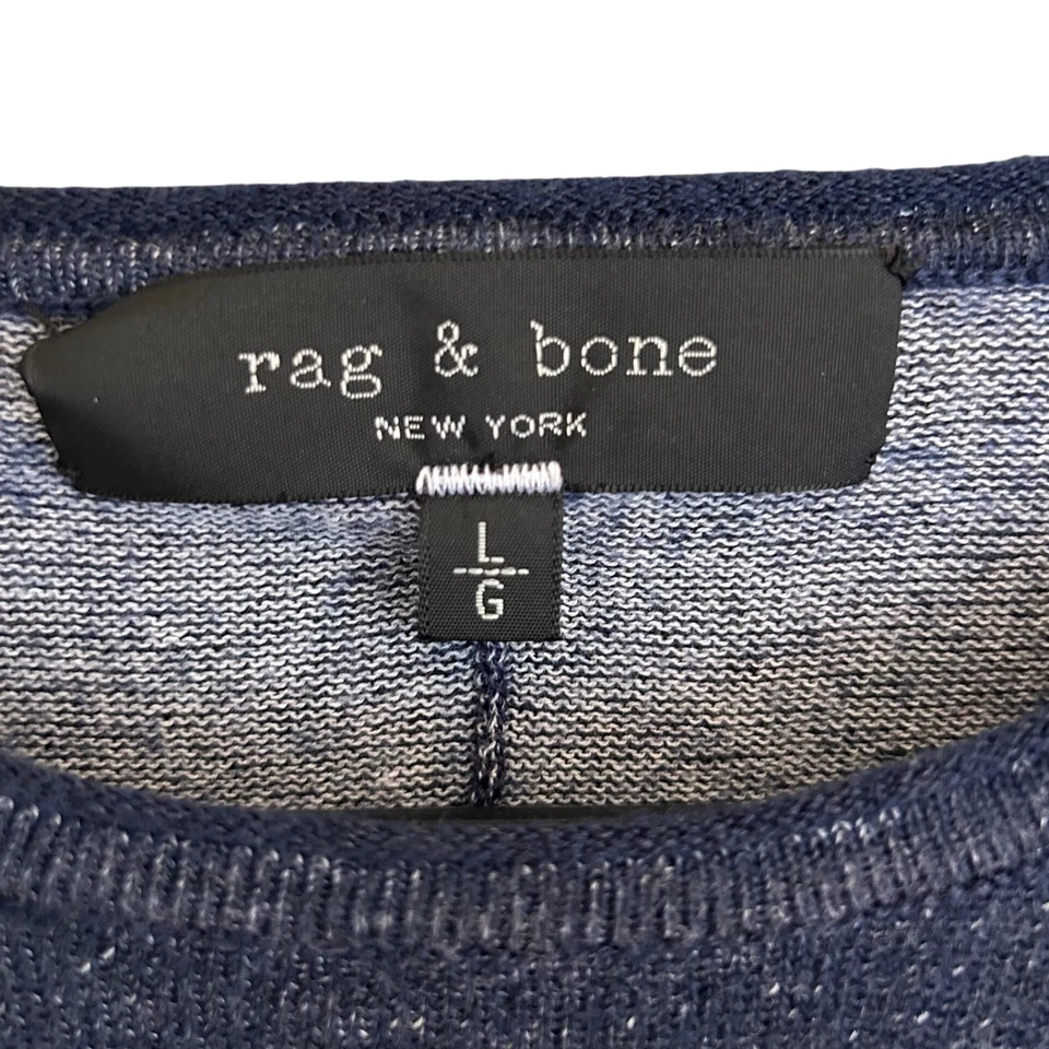 Rag & Bone Navy Knit Crew Neck Extra Fine Merino Wool Men's Size Large Runs Slim - Image 3 of 4