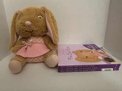 Hallmark Interactive Story Buddy Abigail Pink Bunny Plush w/ 3 Books (TESTED)