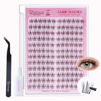 Dorisue Mega Cluster Lashes Kit 144PCS 8-14mm Ultra Soft Sunflower Black