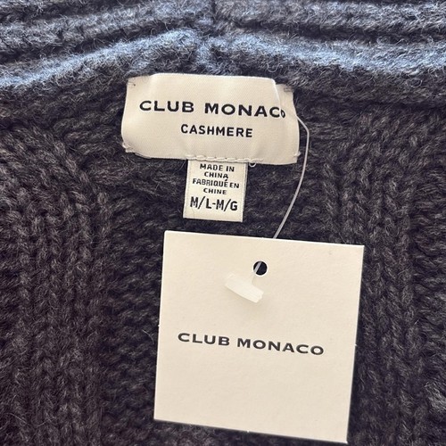 Club Monaco 100% Kaschmir Zopfmuster Wickel Strickjacke meliert grau Gr. M/L Neu mit Etikett - Bild 6 von 10
