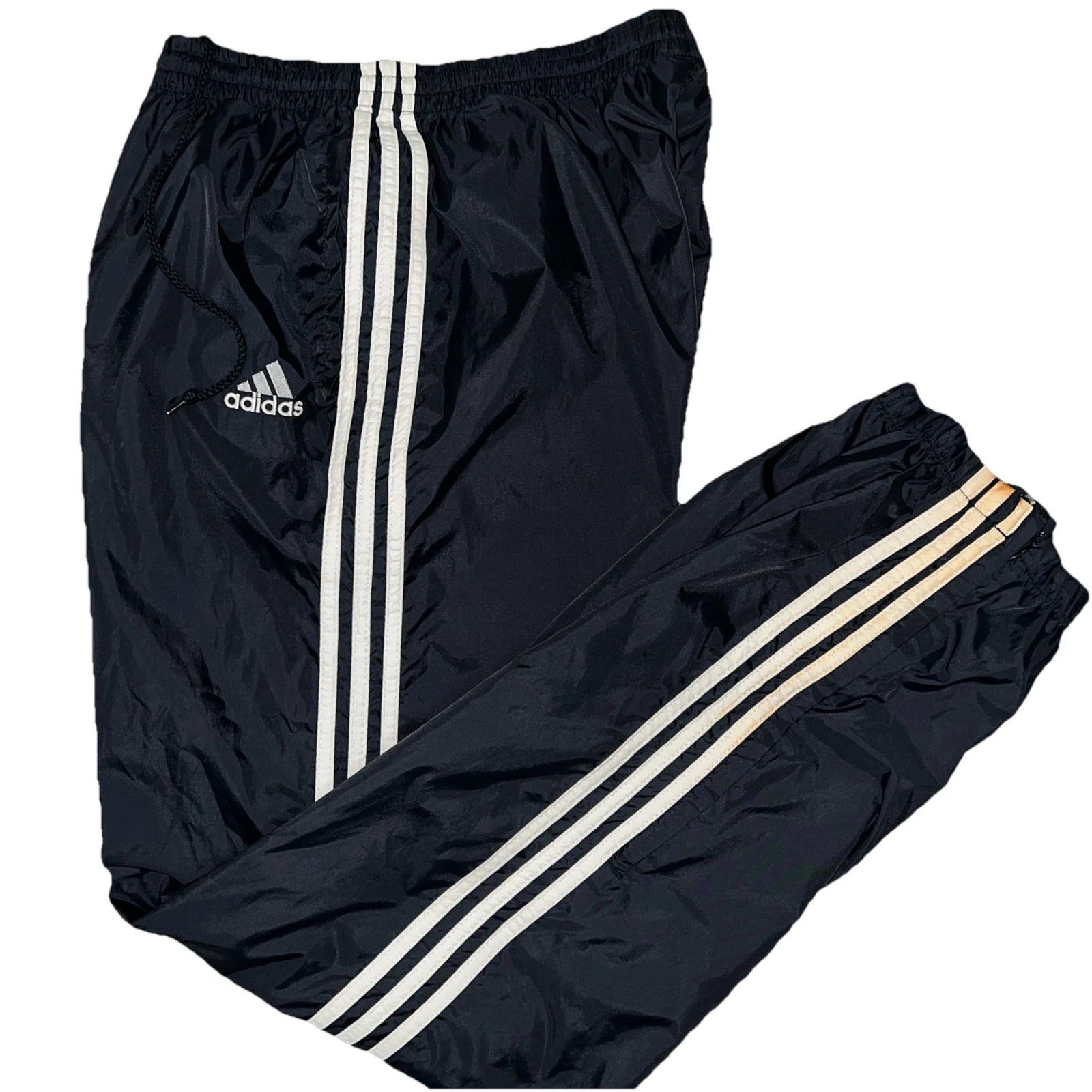 Vintage 90's Adidas black white full striped track pants Men's Size L