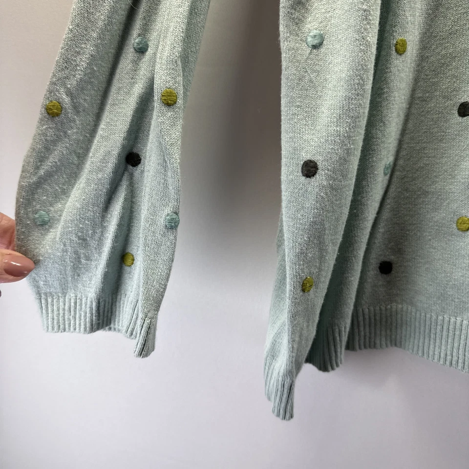 Suéter para mujer Jill talla 2X verde bordado lunares manga larga tejido Foto 4 de 4