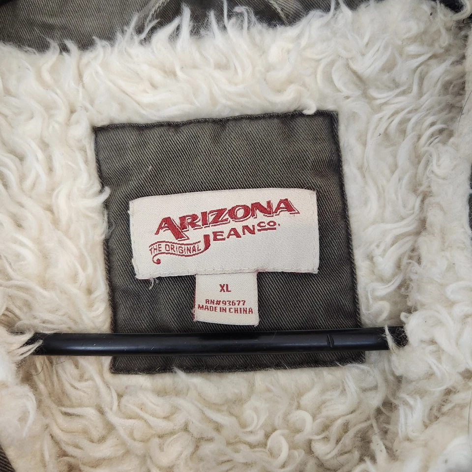 Chaqueta de mezclilla Arizona Jeans para mujer XL forro Sherpa algodón concha verde Foto 3 de 4