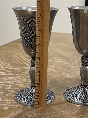 Vintage 1996 Carson Statesmetal Pewter Forevermore 7" Chalice Cup Set of 2 - Picture 12 of 13