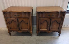 French Provincial Style Nightstands / End Tables by White Furniture Co. - Walnut
