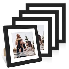 Picture Frame Set 6 x 6 Wood Photo Frames with Mat Displayfor Wall and Tabletop