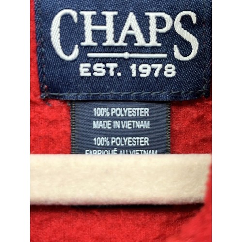 Chaps Ralph Lauren Jacket Mens Large Red Fleece Hooded Front Zip Jacket Logo - Picture 4 of 7