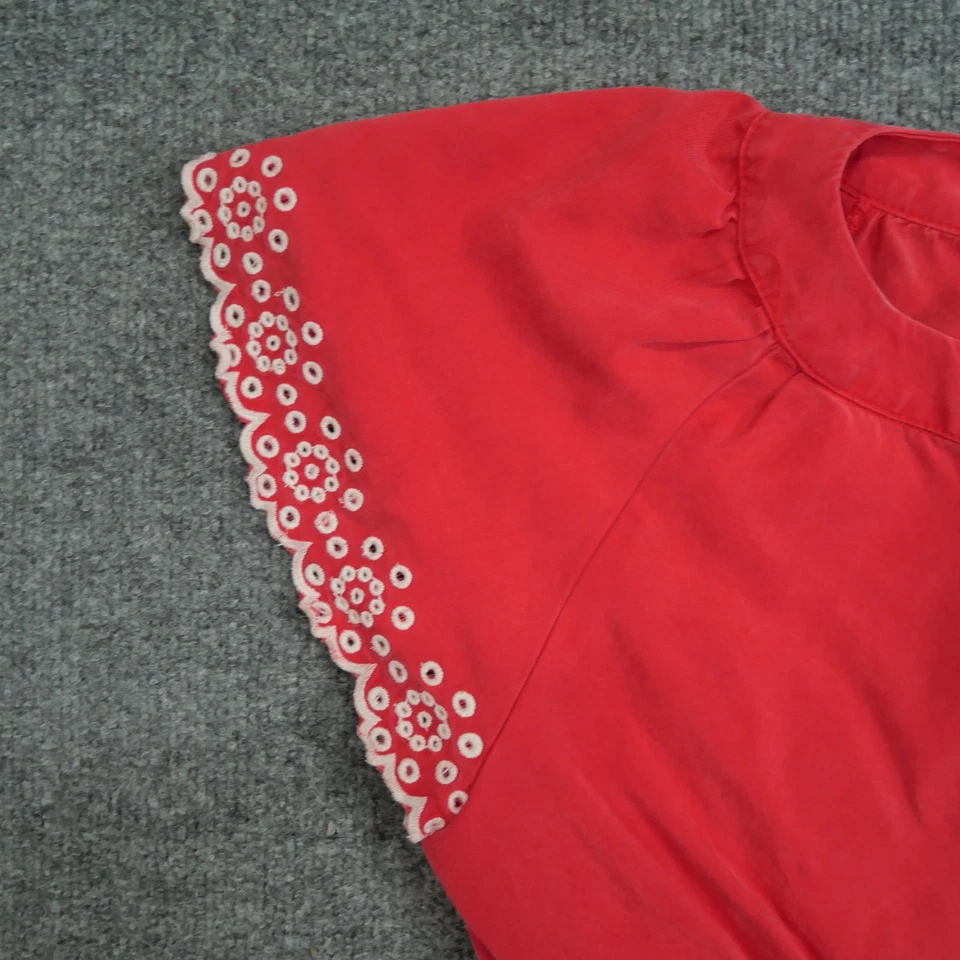 Mono Ann Taylor para mujer 4 naranja rojo manga ojales pierna ancha ligero Foto 2 de 4