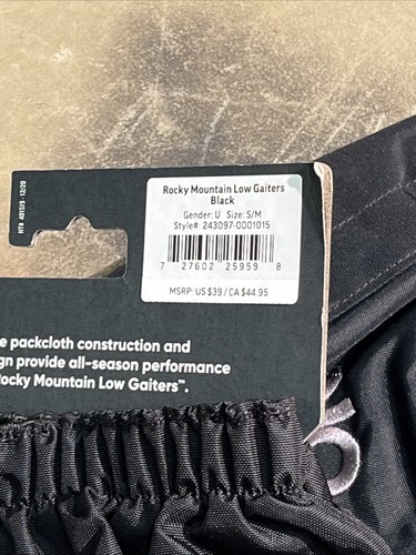 OUTDOOR RESEARCH ROCKY MOUNTAIN BLACK LOW GAITERS SIZE S/M NEW - Picture 3 of 3