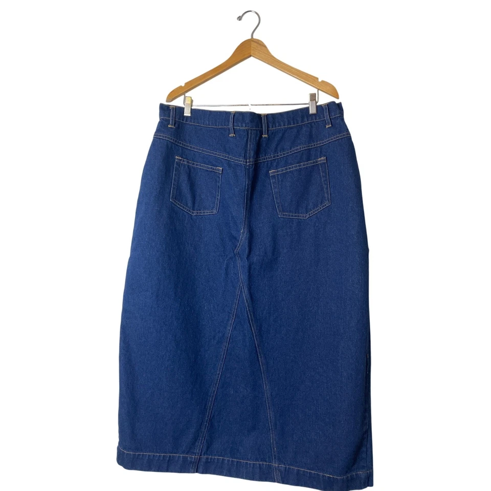 Saia jeans feminina vintage tamanho 22 plus 3X saia jeans midi anos 90 saia jeans ocidental - Imagem 2 de 4