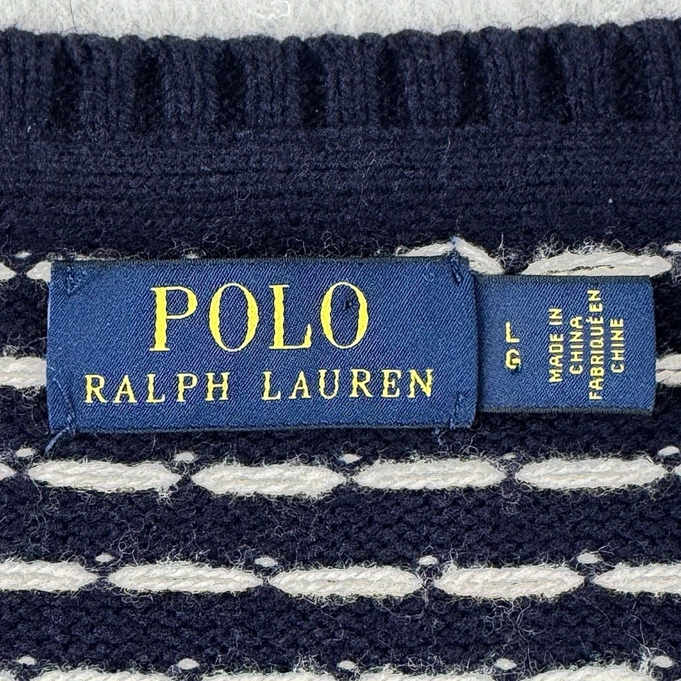 Polo Ralph Lauren Masculino Grande Floco de Neve Lã Cashmere Suéter Azul Marinho Nórdico Preppy - Imagem 4 de 4