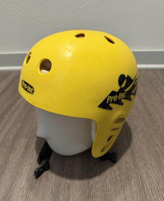 Vintage Pro-tec Skateboard Skate BMX Full Cut Yellow Helmet Made in USA