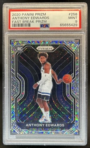 2020-21 Panini Prizm Anthony Edwards RC Fast Break Prizm Rookie #258 PSA 9