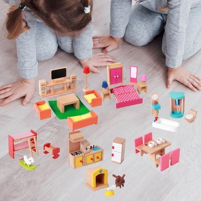 Holz Puppenhaus Möbel Micro Landschaft Little People Haus Zubehör