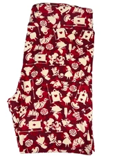 New Disney Alice in Wonderland LuLaRoe Tall Curvy 2 Leggings Red
