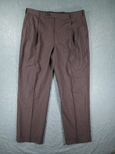 Brooks Brothers 346 Mens Navy Blue Pinstripes Pleated Cuffed Stretch Wool Slacks