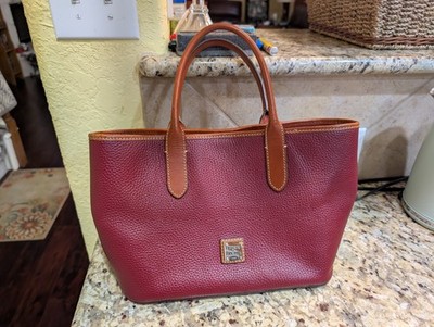 Dooney & Bourke Bordeaux Red Pebbled Leather Tote Bag Double Handles