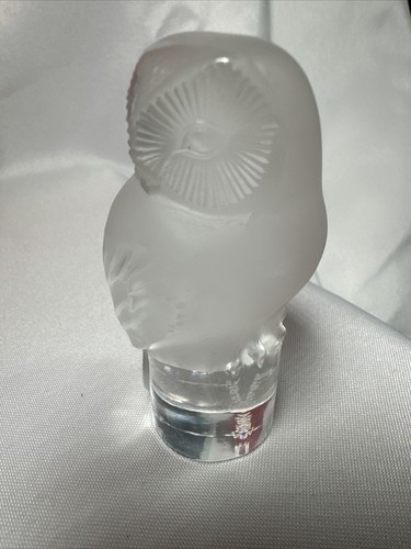 VINTAGE LALIQUE ART GLASS CRYSTAL OWL CHOUETTE PAPERWEIGHT FIGURINE FRANCE - Picture 14 of 19
