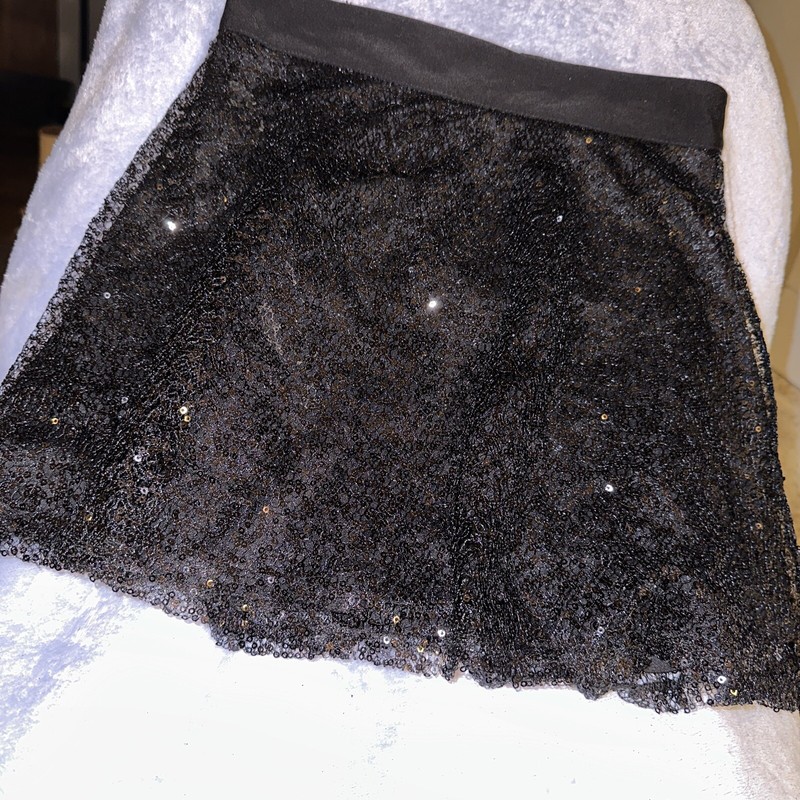 BY & BY GIRL BLACK SEQUIN FLARED SHORT SKIRT SZ 8