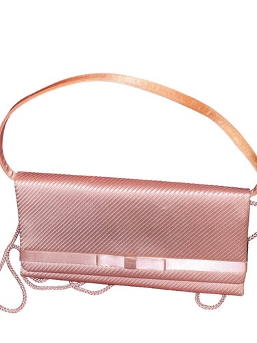 Preston & York Evening Bag Womens Bow Hand Shoulder Strap Pink Satin 5" - Picture 4 of 11
