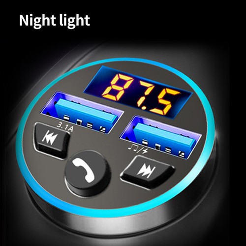Bluetooth 5.0 Car FM Transmitter Wireless Radio Audio Adapter Rgb Lights 2 USB - Picture 7 of 15