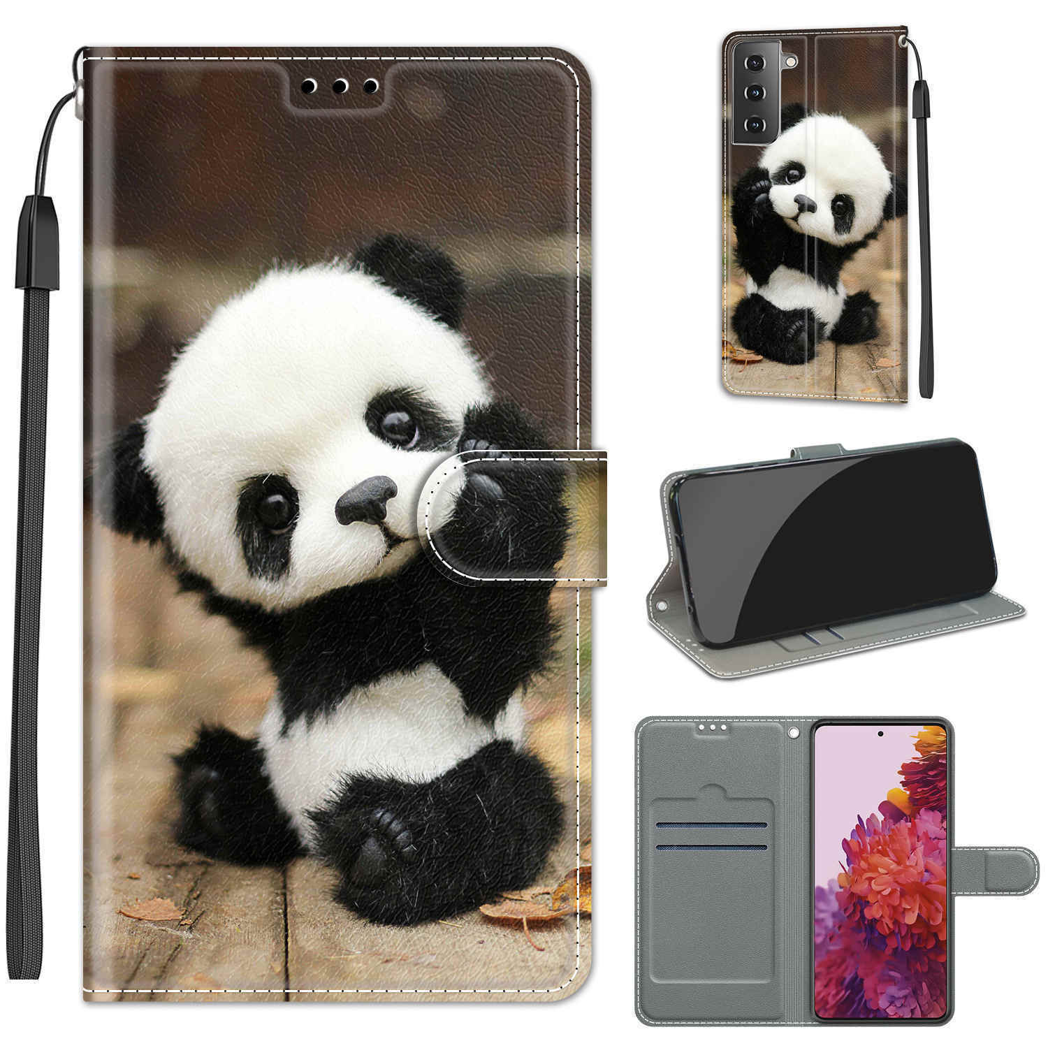 Panda Wallet Phone Case For Samsung iPhone Huawei Xiaomi ZTE Sony OPPO TCL Redmi