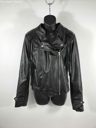 CHARLOTTE RUSSE Black Zipper Poly Poly Blend Jacket Women Size L EBay