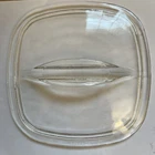 Vintage Pyrex Clear Square Glass Lid 8.75” Small Chip (See Pics) Fin Handles